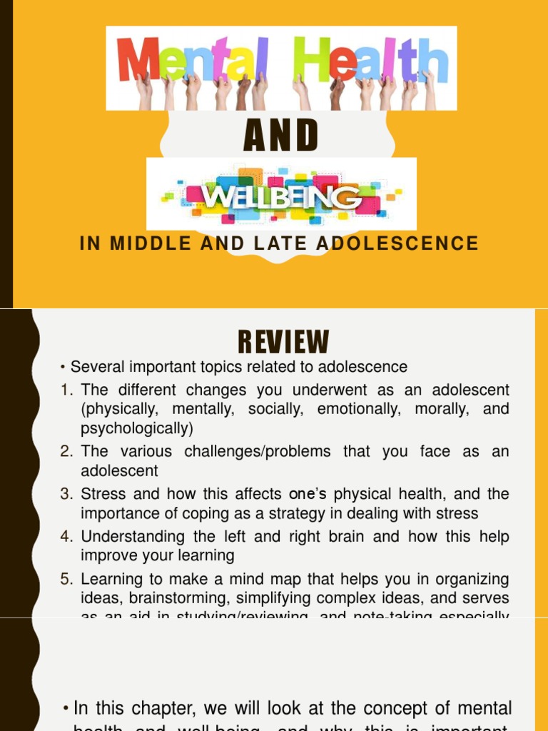 Mental Health and Well-Being | PDF | Adolescence | Mental Disorder