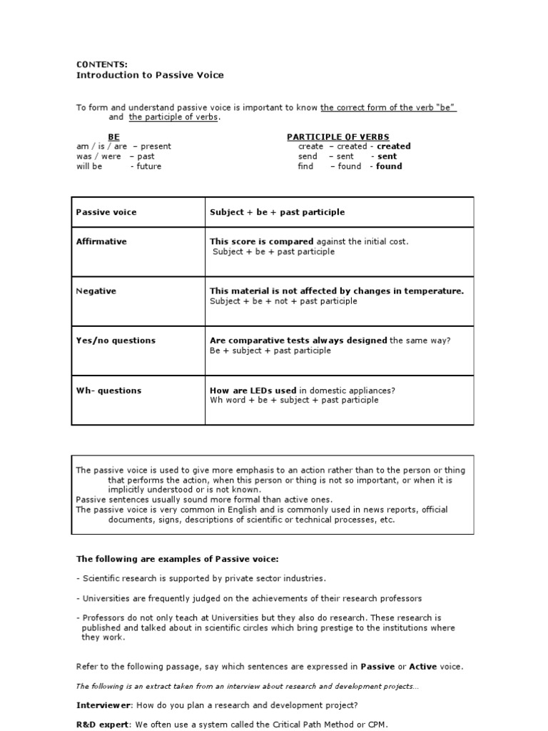 Unit 2 - Introduction To Passive Voice | PDF