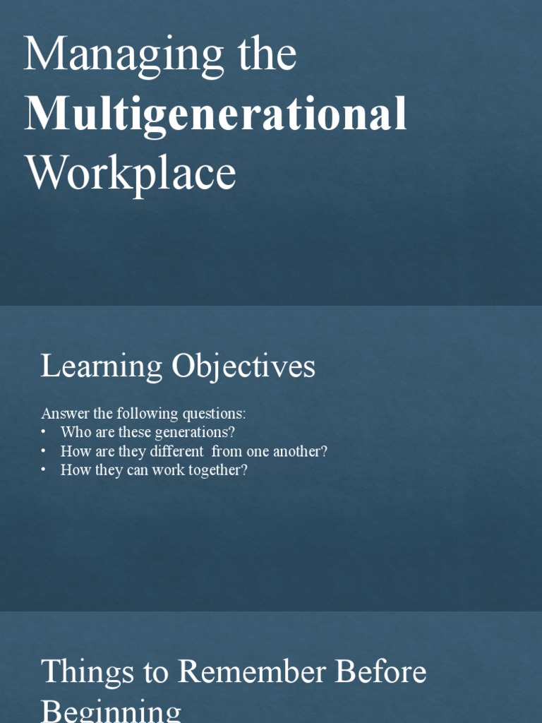 Navigating the Multigenerational Workplace | PDF | Millennials | Baby ...