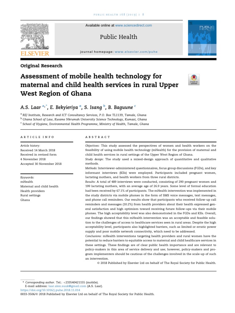 Assessment of Mobile Health Technology For Maternal and Child Health ...