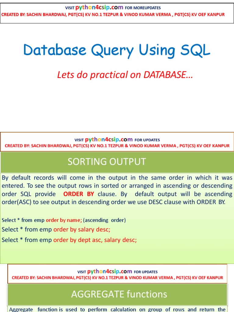 Database Query Using SQL | Download Free PDF | String (Computer Science ...