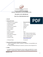 Facultad de Ingeniería: Escuela Profesional de Ingeníeria Civil Sílabo/Plan de Aprendizaje Practicas Pre Profesionales