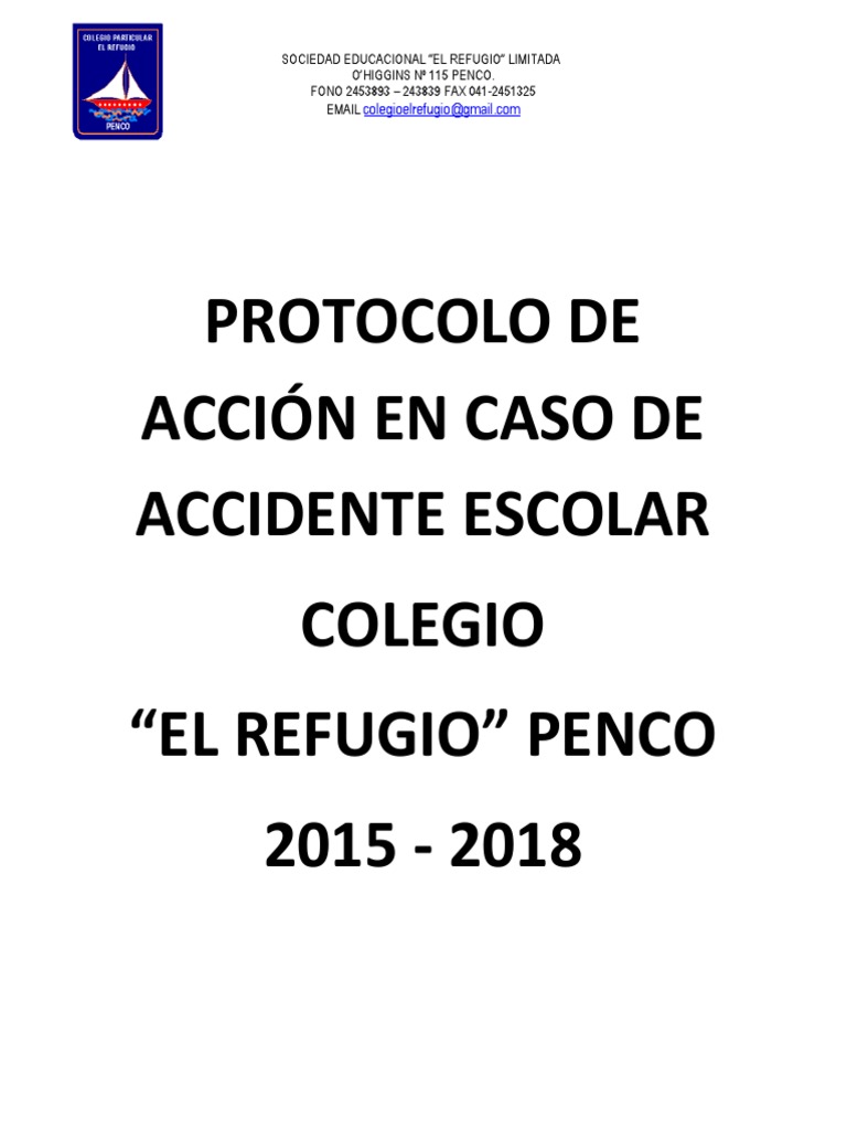 Protocolo de Accidente Escolar 2015 A 2018 | PDF | Primeros auxilios ...