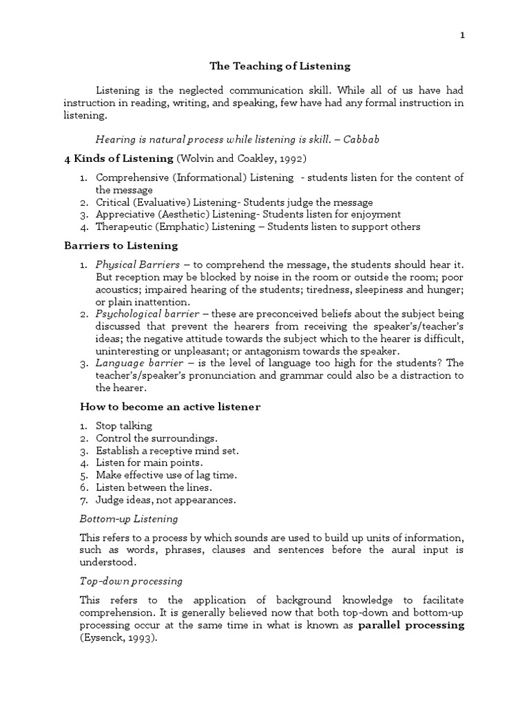 Essential Skills for Effective Listening | PDF | Reading Comprehension ...