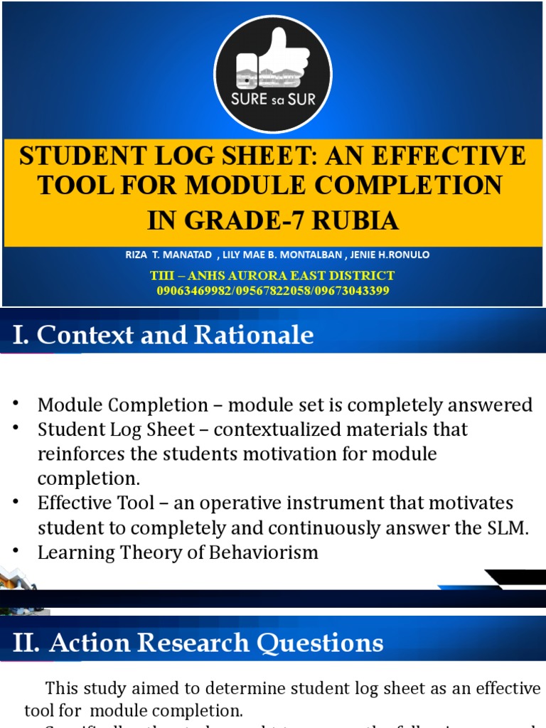 Student Log Sheet: An Effective Tool For Module Completion in Grade-7