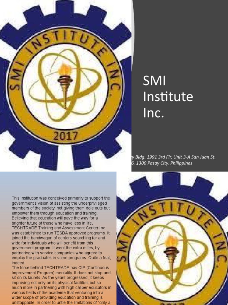 SMI Institute Inc. Wardley Bldg. 1991 3rd Flr. Unit 3A San Juan St