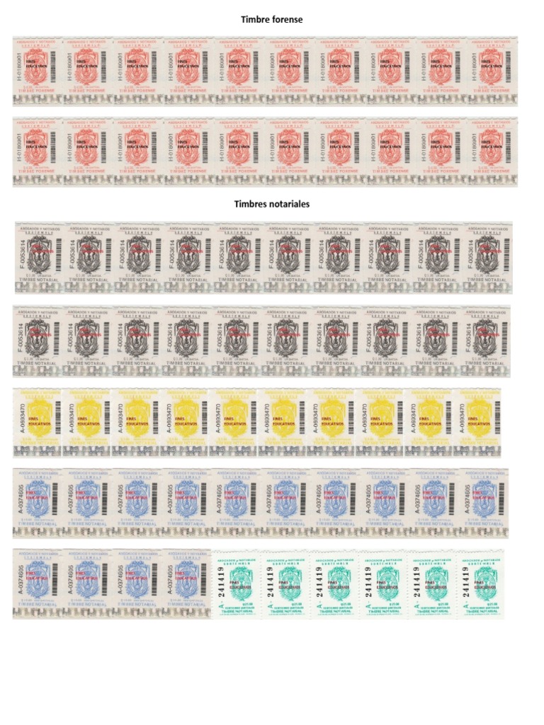 Timbres Notariales y Fiscales Atestados Comprobantes Avisos Etc | PDF ...