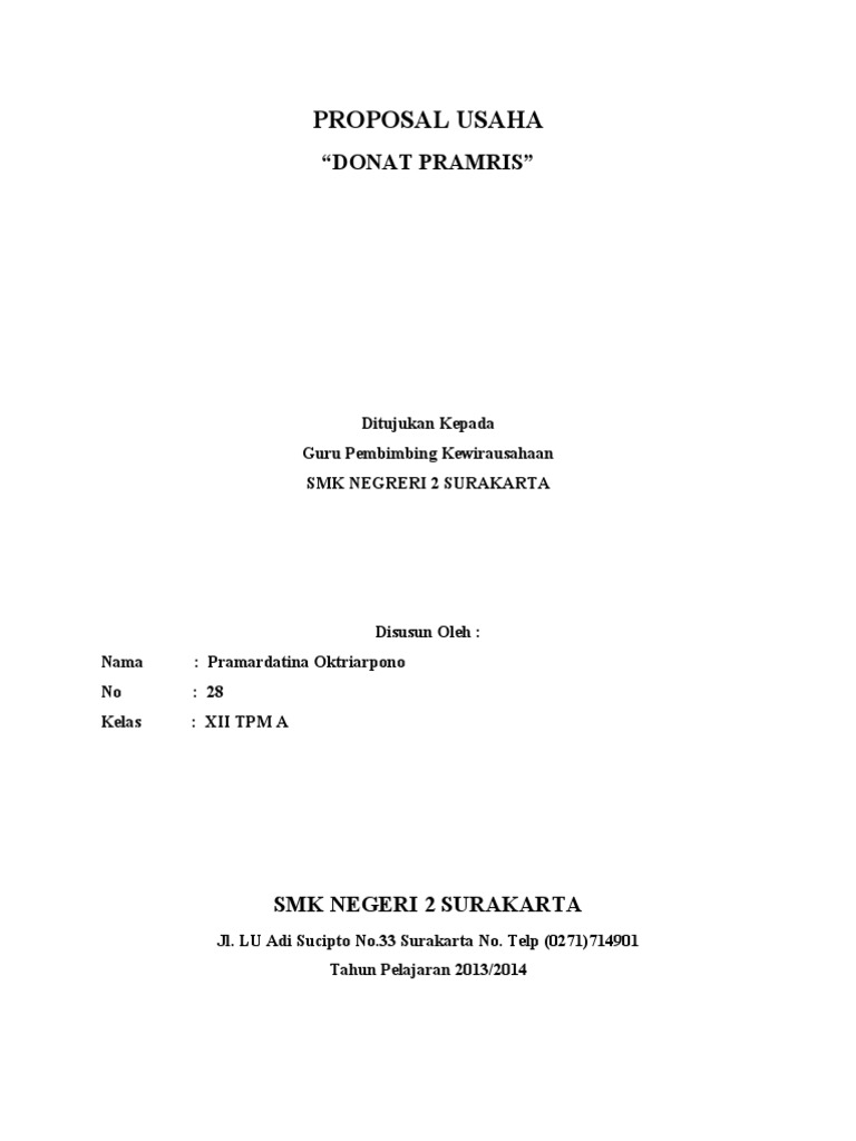 Proposal Usaha | PDF | Karier & Perkembangan | Bisnis