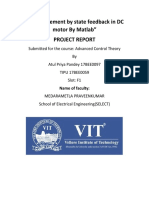 Pole Placement by State Feedback in DC Motor by Matlab