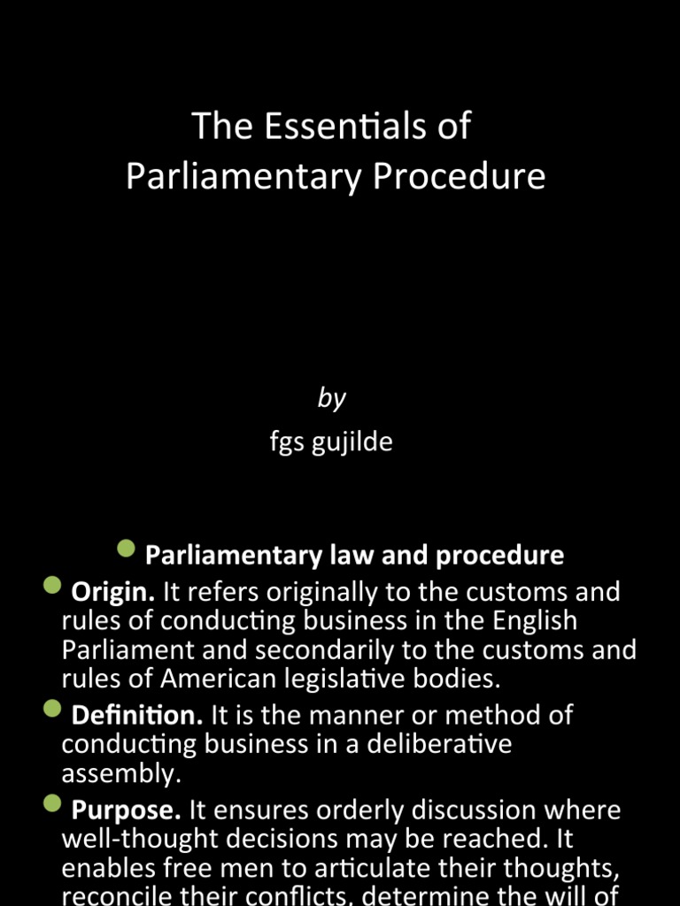 Parliamentary Procedure Presentation | PDF | Repeal | Political Law
