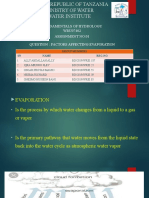Fundamentals of Hydrology WRU07402 Assignment No:01: Question: Factors Affecting Evaporation