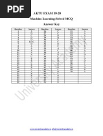 AKTU EXAM 19-20 Machine Learning Solved MCQ Answer Key