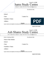 Ash Shams Study Centre Form