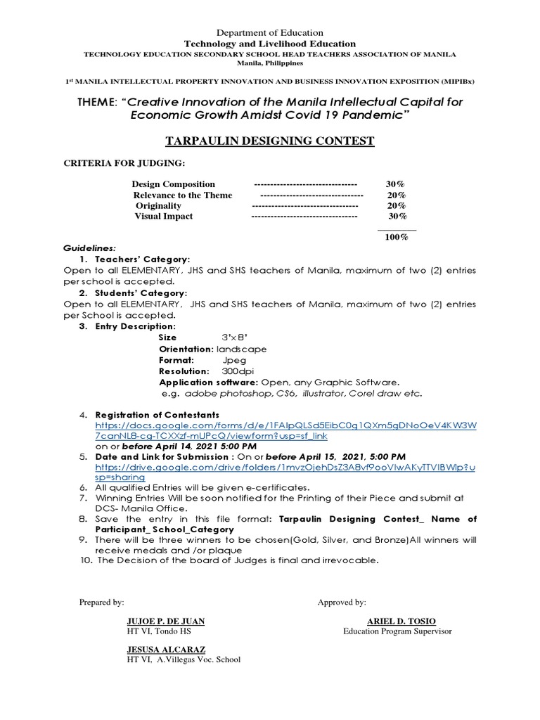 Tarp Design Contest Guidelines 1 PDF Manila Adobe Creative Suite