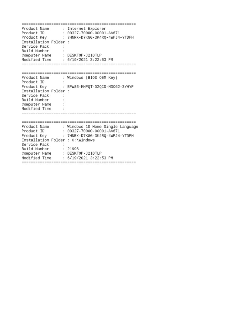 Windows Product Keys Overview | PDF | Computers | Technology & Engineering