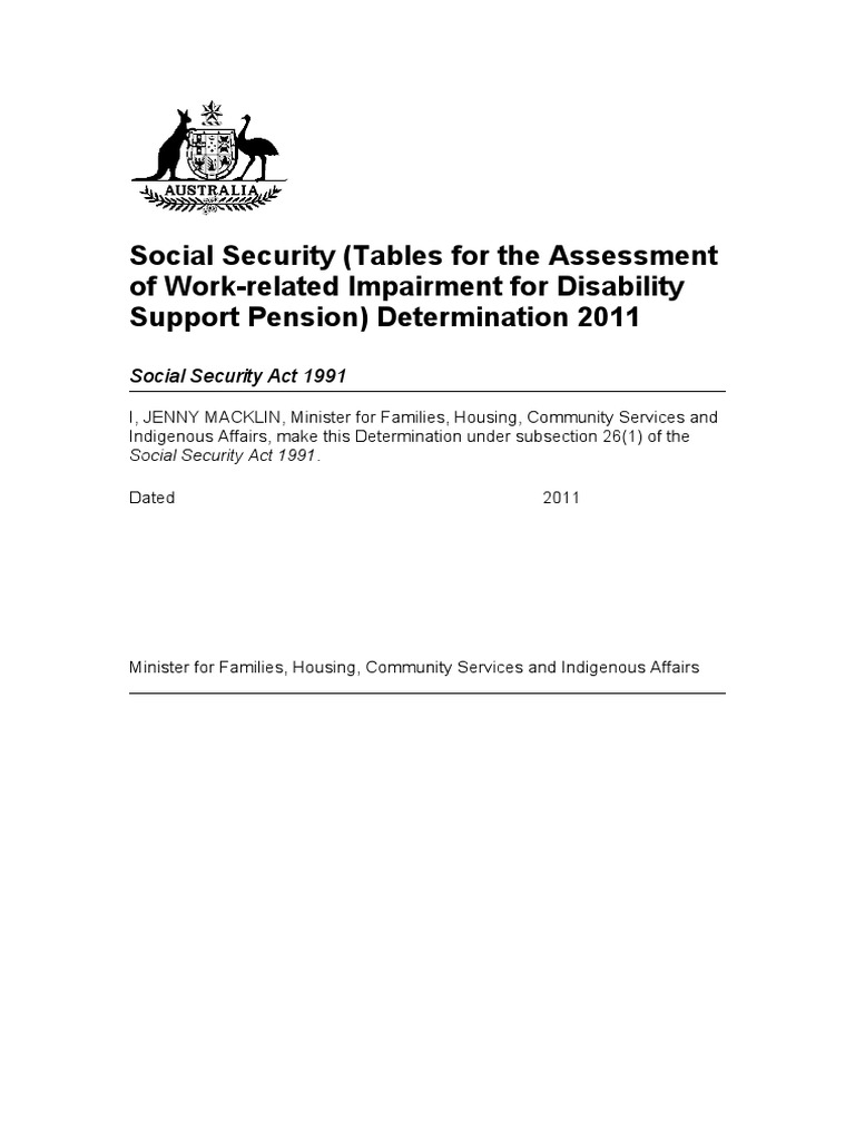 DSP Impairment Final Tables Download Free PDF Disability Mental Health
