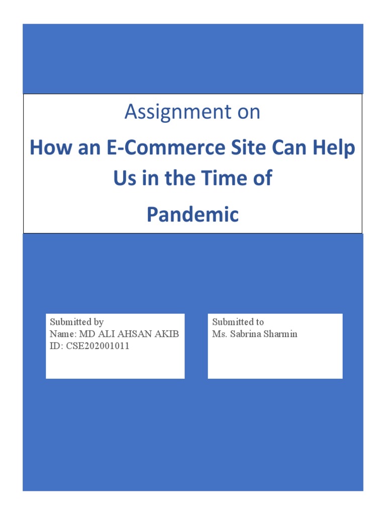 How An E-Commerce Site Can Help Us in The Time of Pandemic | PDF | E ...