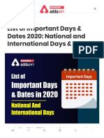 List of Important Days & Dates 2020 - National and International Days, Dates