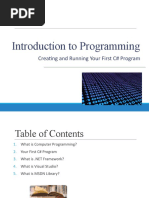 Introduction To Programming: Creating and Running Your First C# Program