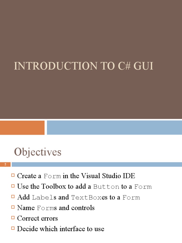 Introduction To C# Gui | PDF | Graphical User Interfaces | Integrated ...