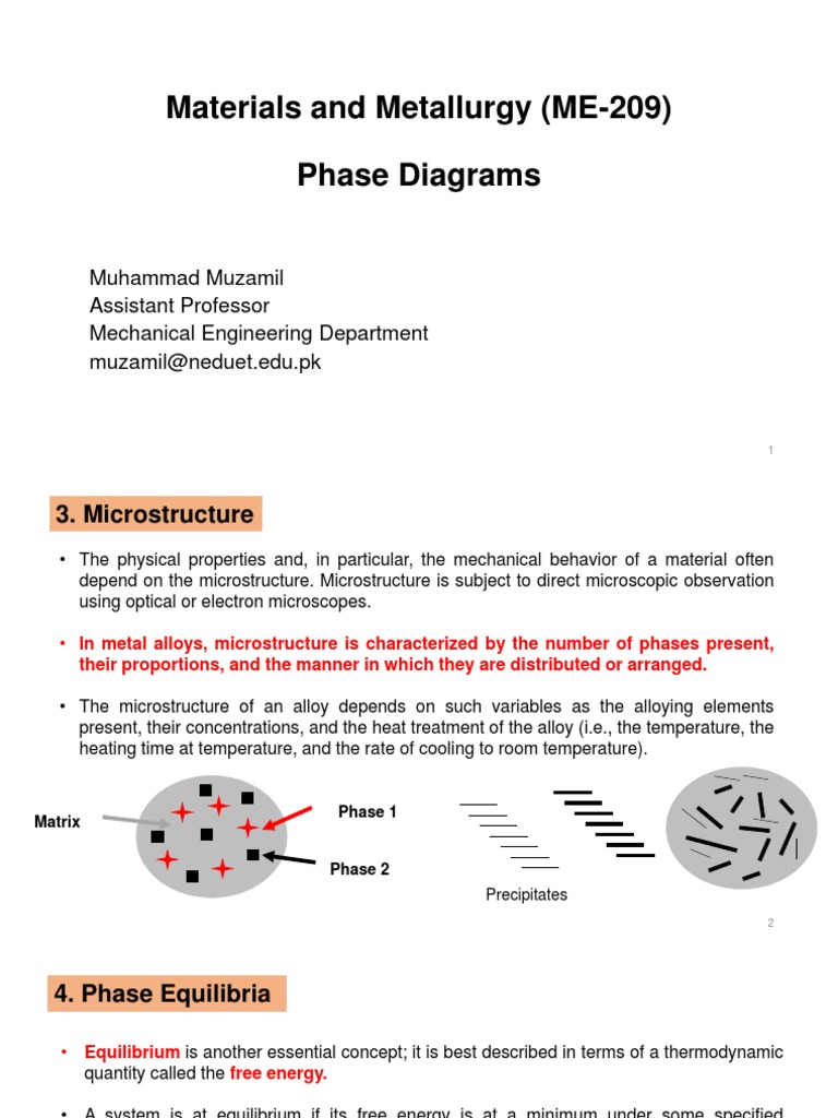 Materials and Metallurgy (ME-209) Phase Diagrams | PDF | Thermodynamic ...