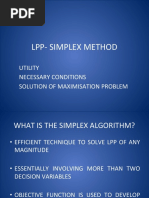 Lpp-Simplex Method: Utility Necessary Conditions Solution of Maximisation Problem