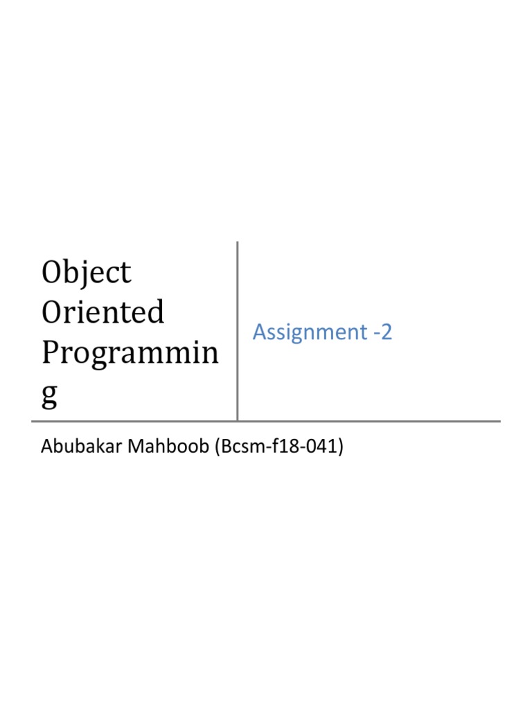 Object-Oriented Programming Assignments | PDF | C++ | Computer Programming