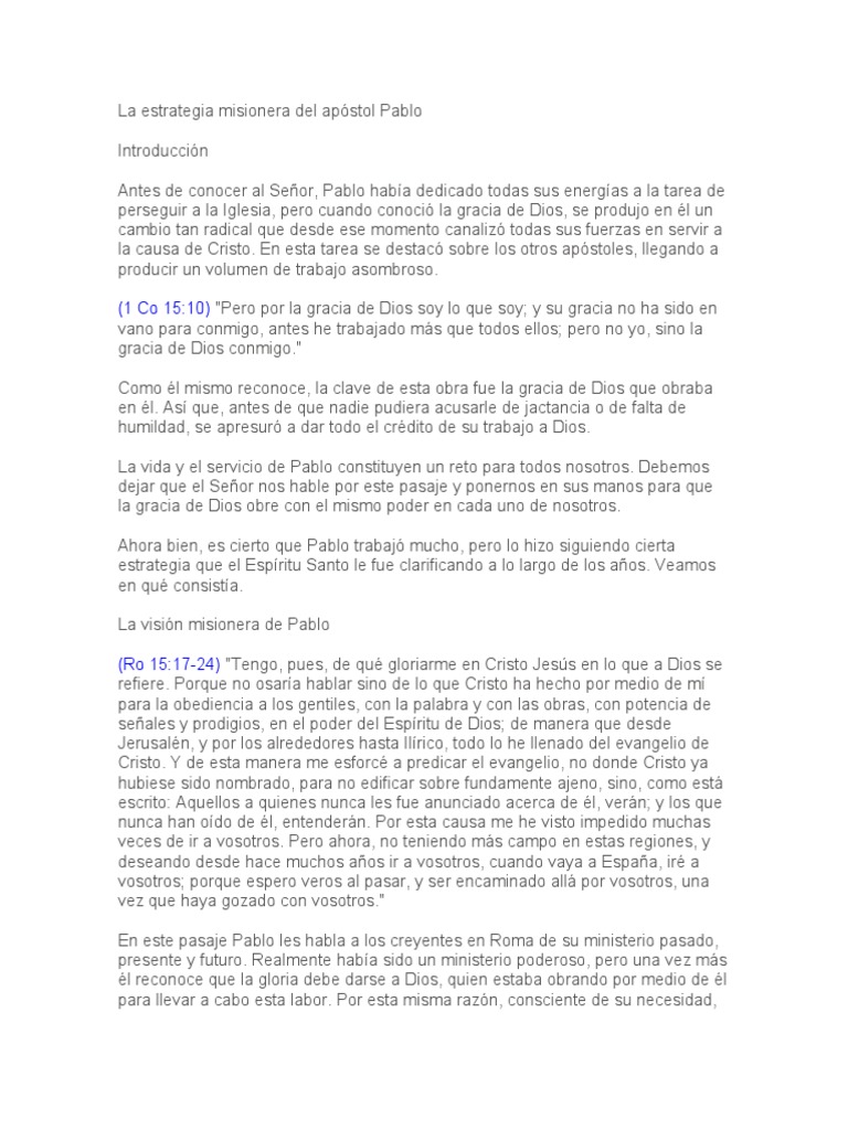 Estrategia misionera de Pablo | PDF | Pablo el apóstol | Evangelios