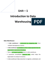 Unit - 1 Introduction To Data Warehousing