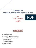 Seminar On Impact of Globalization in Indian Society: by Sreelekshmi.S 1Msw