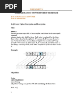 Implementation of Substitution Technique: Experiment-1