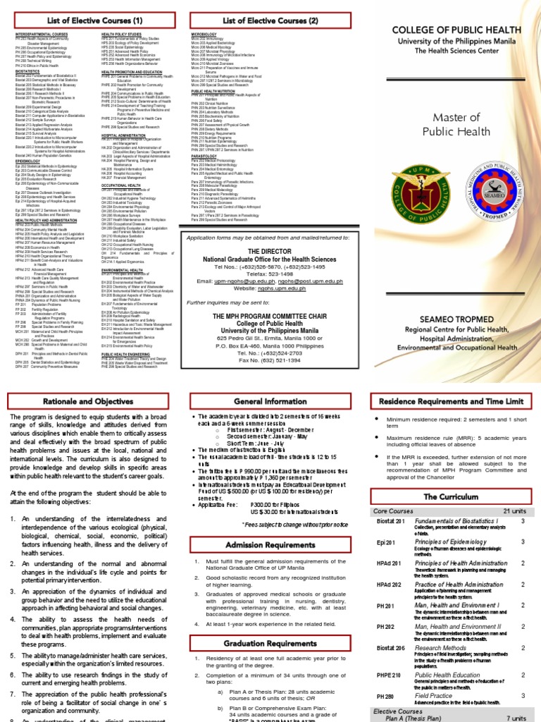 UP Manila Master of Public Health Curriculum | PDF | Parasitology ...
