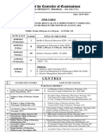 KU B.Ed. II-Year Exam Timetable
