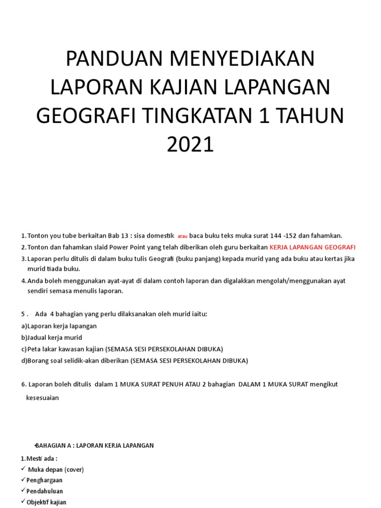 kerja lapangan geografi tingkatan 1