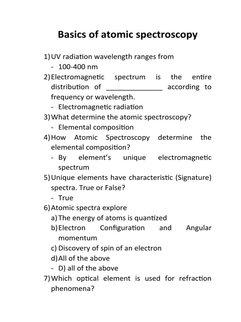 Basics of Atomic Spectroscopy QA Descargar gratis PDF Spectroscopy