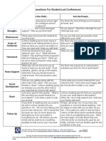 Sample Questions For Student-Led Conferences