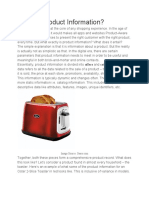 Prdocut Information and Categories The Toaster Example.