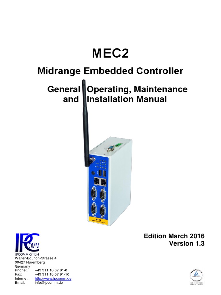 Midrange Embedded Controller General Operating, Maintenance and