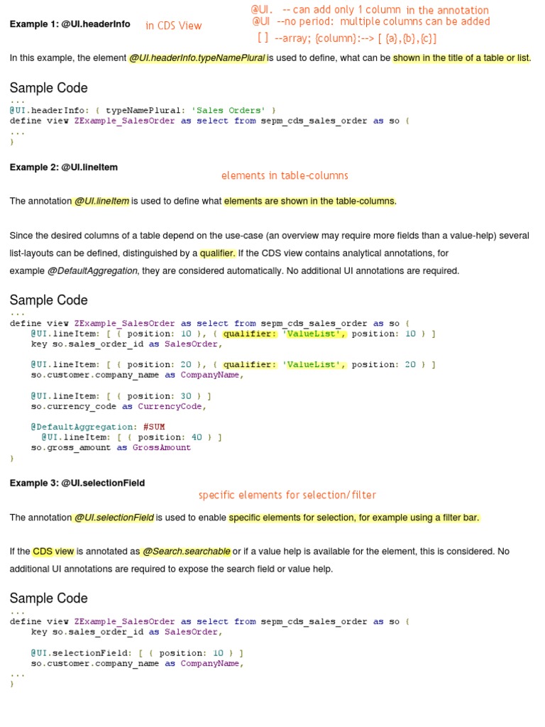 Metadata Extensions and UI Annotations in ABAP CDS Views | PDF ...