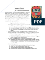 Assignment Sheet - Character Language Analysis Memoir Relationship Tree