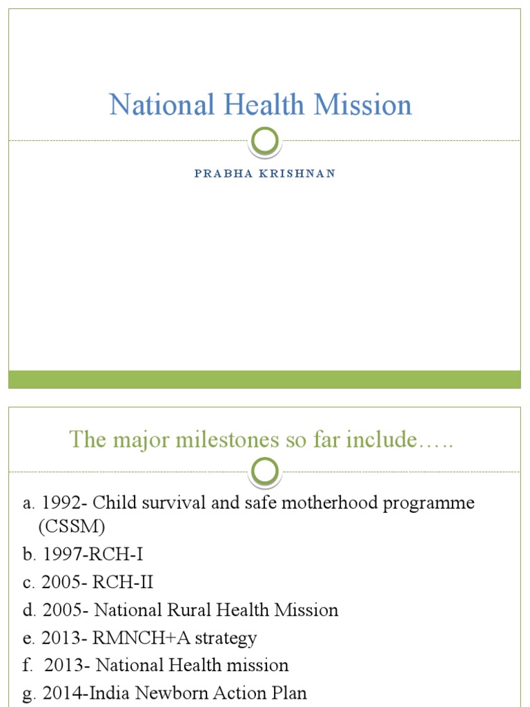 Overview of National Health Mission | PDF | Health Policy | Health Care