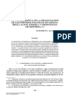 La Problemática de La Financiación de Los Partidos Políticos en España: Regulación Jurídica Y Propuestas de Reforma ( )