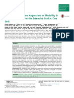 Association of Serum Magnesium On Mortality in Patients Admitted To The Intensive Cardiac Care Unit