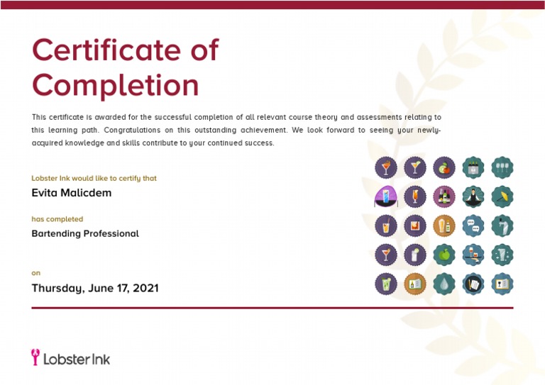 Bartending Professional Certificate PDF