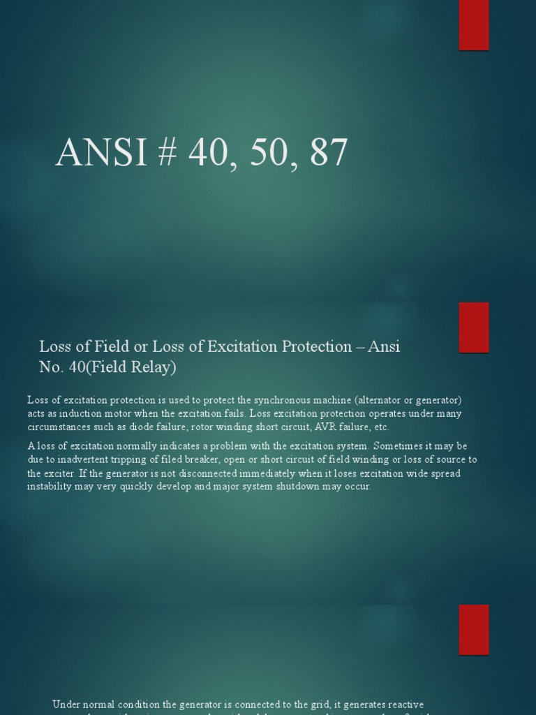 ANSI Codes for Relay Protection Systems | PDF | Relay | Electric Motor