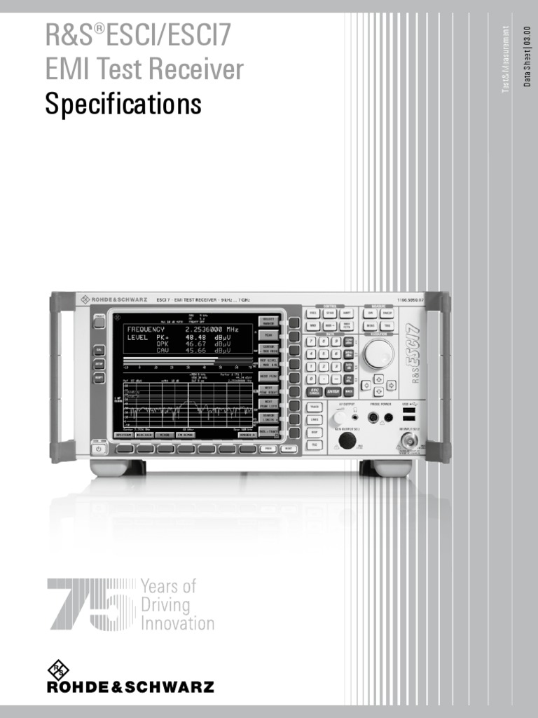 Specifications R&S®Esci/Esci7 EMI Test Receiver PDF Bandwidth