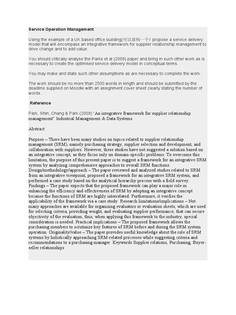 Service Operation Management | PDF | System | Evaluation