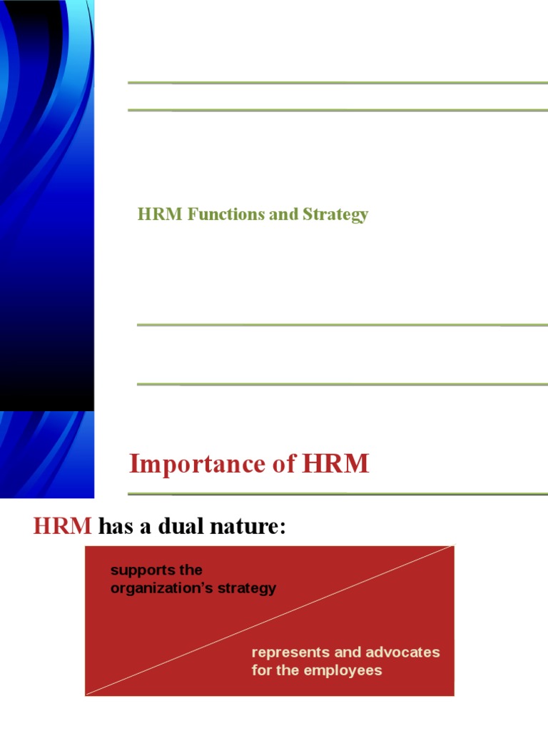 HRM Functions and Strategic Importance | PDF | Human Resource ...