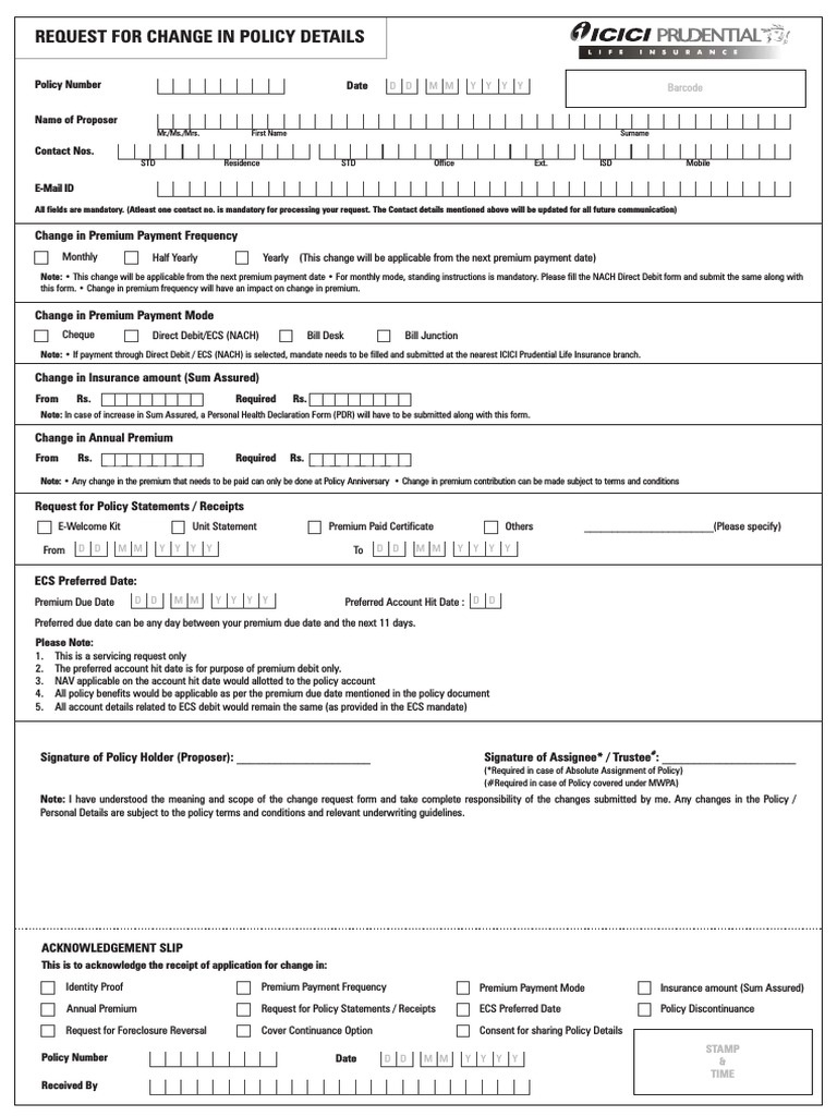 Change Request for Policy Details | PDF | Foreclosure | Insurance