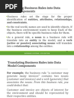 Translating Business Rules Into Data Model Components: and Constraints